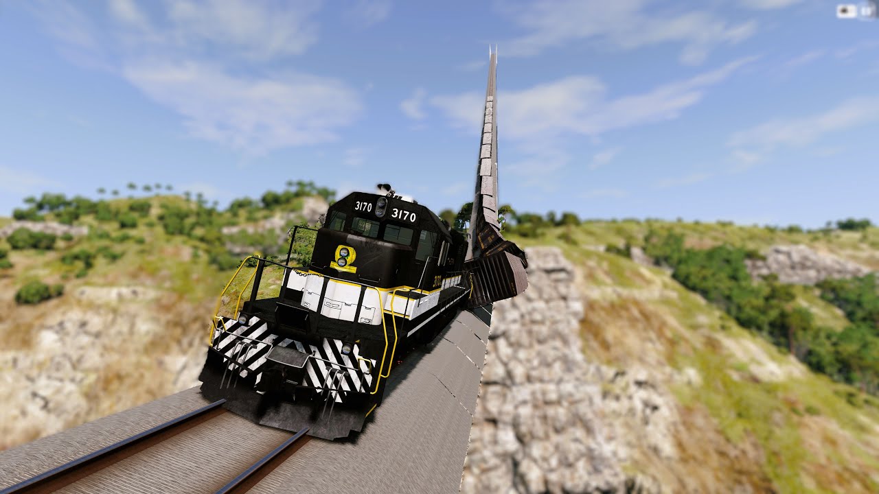 Huge Trains fall off the track |@beamng