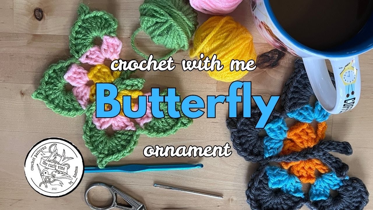 Granny Square Butterfly - Free Crochet Pattern - Gentle music, no talking