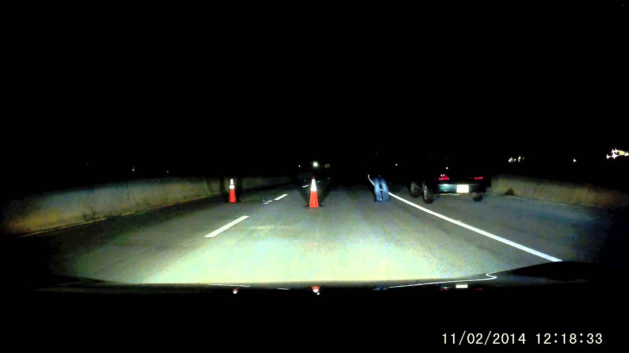 Late night Suspicious roadblock dash cam