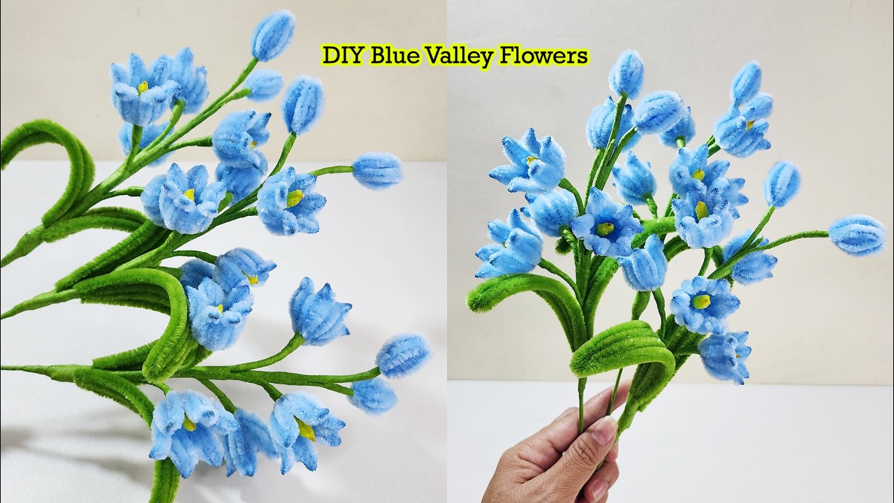 DIY Blue Valley Flower 🌿 Easy Pipe Cleaner Flower Craft | BloomCraftStudio