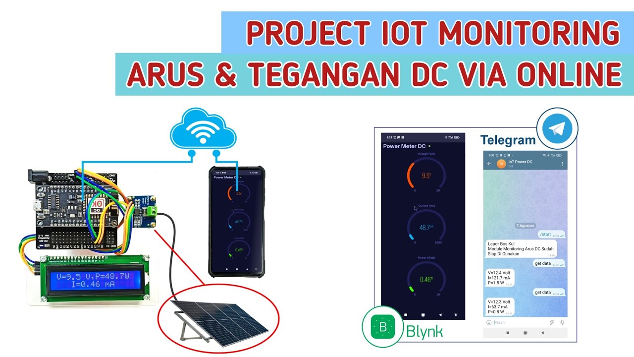 MEMBUAT PROJECT IOT MONITORING ARUS DAN TEGANGAN DC DENGAN NODEMCU & SENSOR DC INA219 #iotptoject
