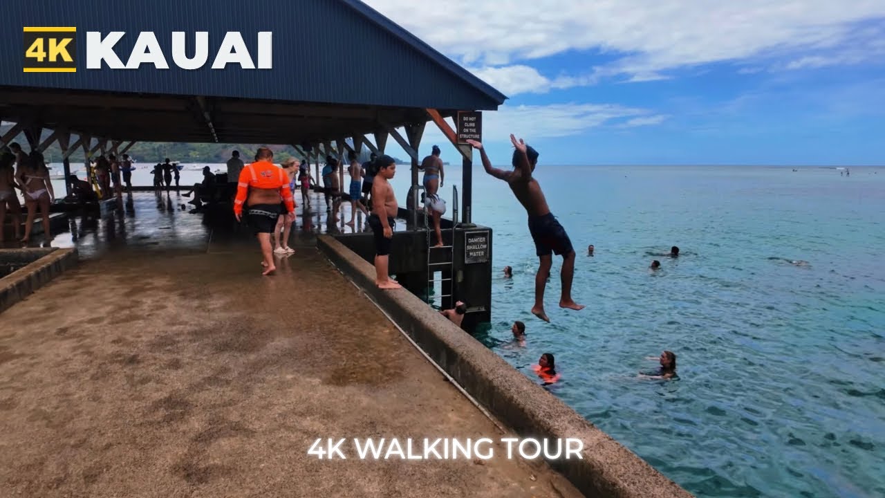 [4k] Hanalei Pier Walk : What it&rsquo;s like at the Hanalei Pier in Kauai Hawaii
