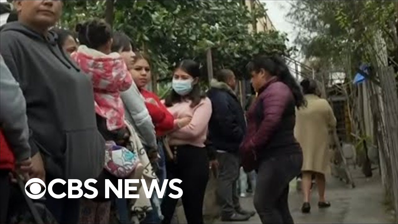 Ukrainian refugees await processing at U.S. Mexico border