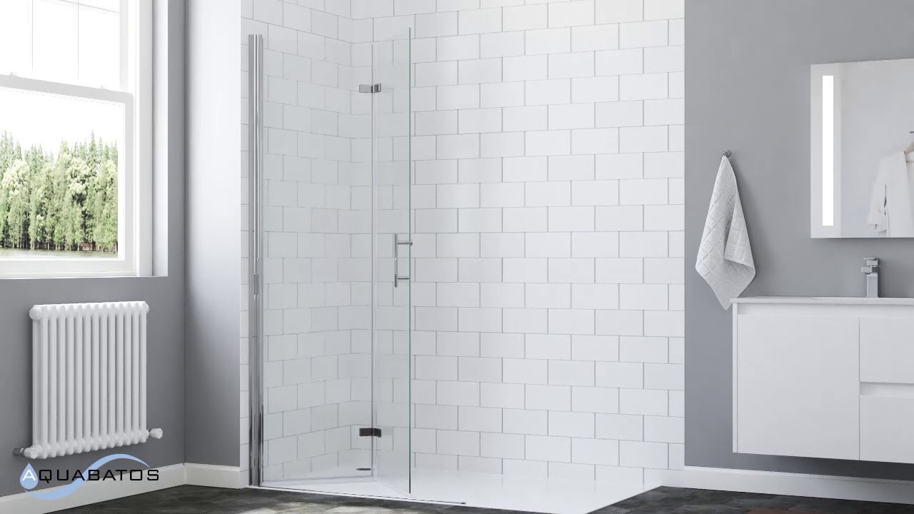 AQUABATOS Faltbar WALK IN Duschabtrennung 6mm Echtglas mit Nano-Beschichtung H&ouml;he 195cm