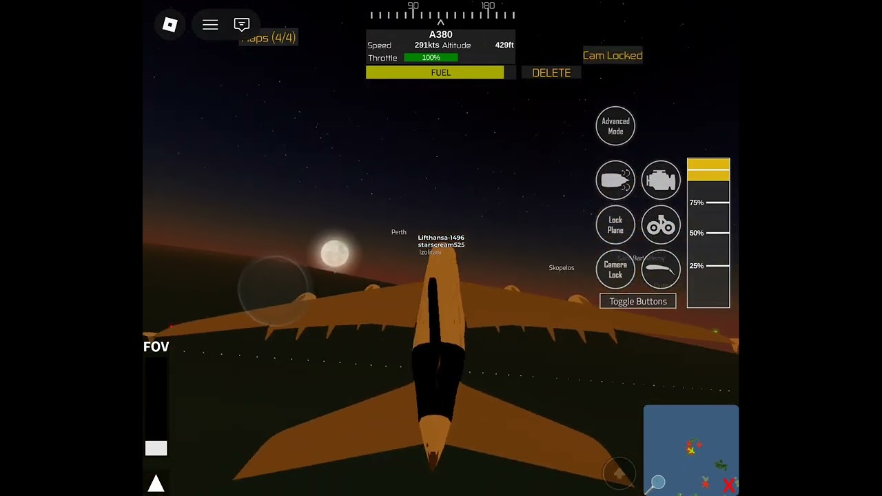 Flying airbus a380 from orenji to perth