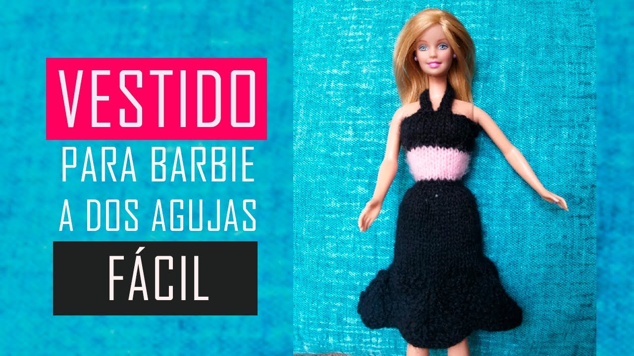 ¡Vestido de Barbie en Punto Pavo Real! a dos agujas/palitos
