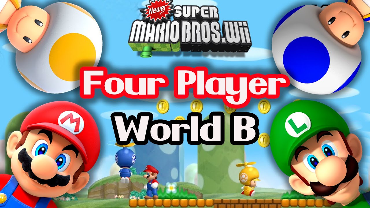 Newer Super Mario Bros. Wii – 100% Multiplayer (4 Players) World B | 2021