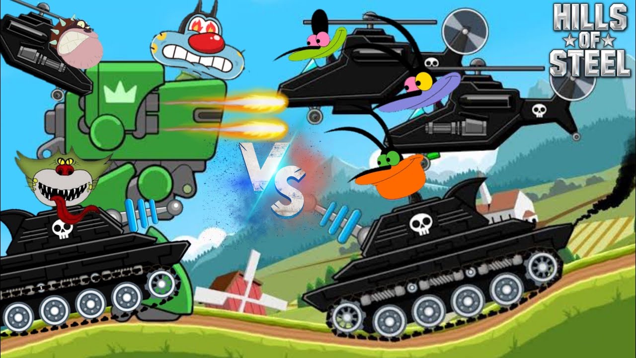 Oggy Challenge Cockroaches In Hills Of Steel || Oggy Jack And Bob vs Cockroaches In Tank Game