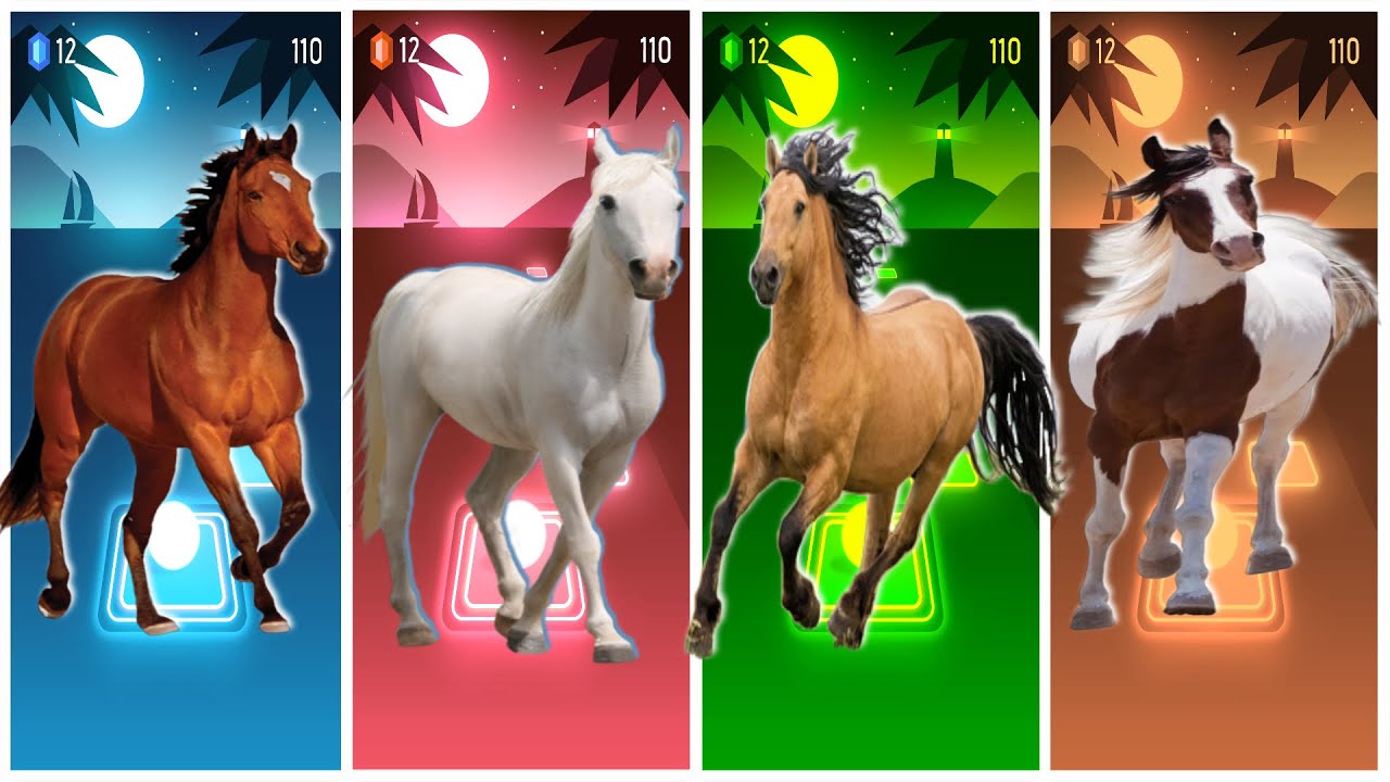 Funny Horse🐎🆚Funny Pony🐎🆚Funny Zebra🦓🆚Funny Buffalo🐂🔴Tiles Hop EDM Rush #tileshopedmrush #rhythmgame