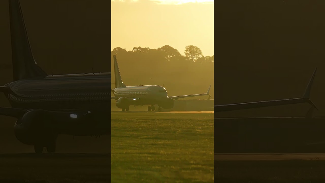 Boeing 737 Max 8-200 take off #ryanair #edinburgh #goldenhour