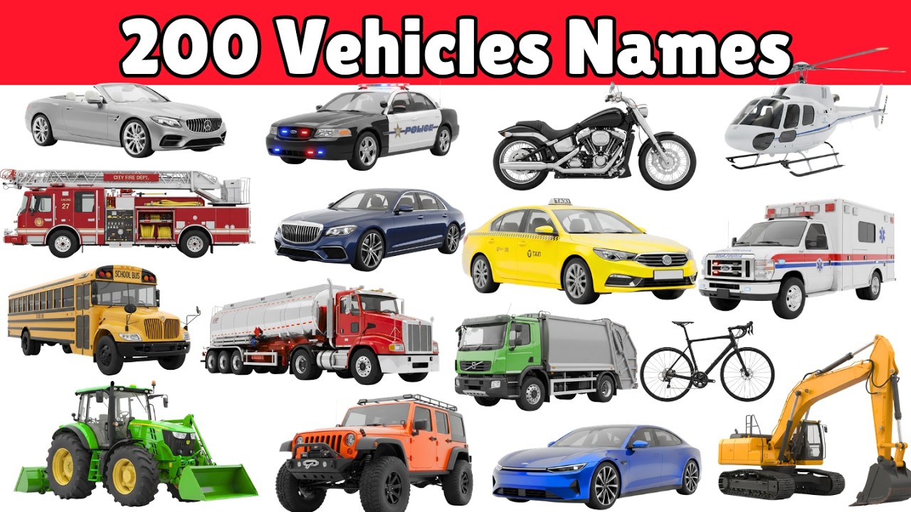 200 Transport Vehicles Names | Land, Air & Water Vehicles