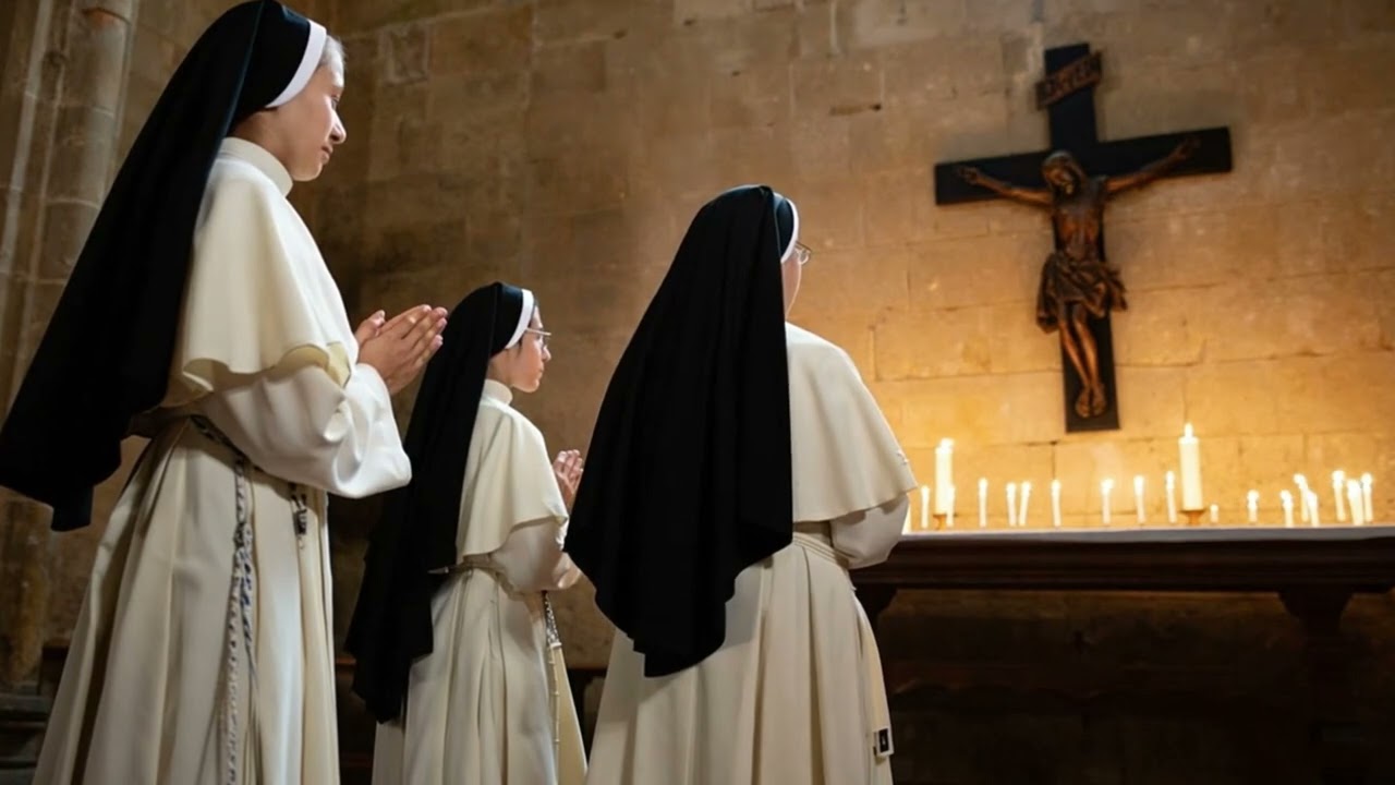 🎵 Secret Midnight Ritual: Nuns Chanting Gregorian Hymns in a Dark Monastery 🌒