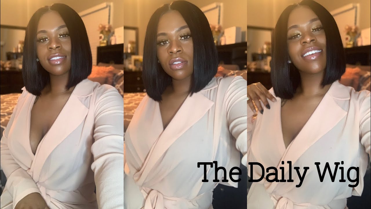 OUTRE 100% Unprocessed Human Hair Lace Part| The Daily Wig| STRAIGHT BLUNT CUT BOB 12”