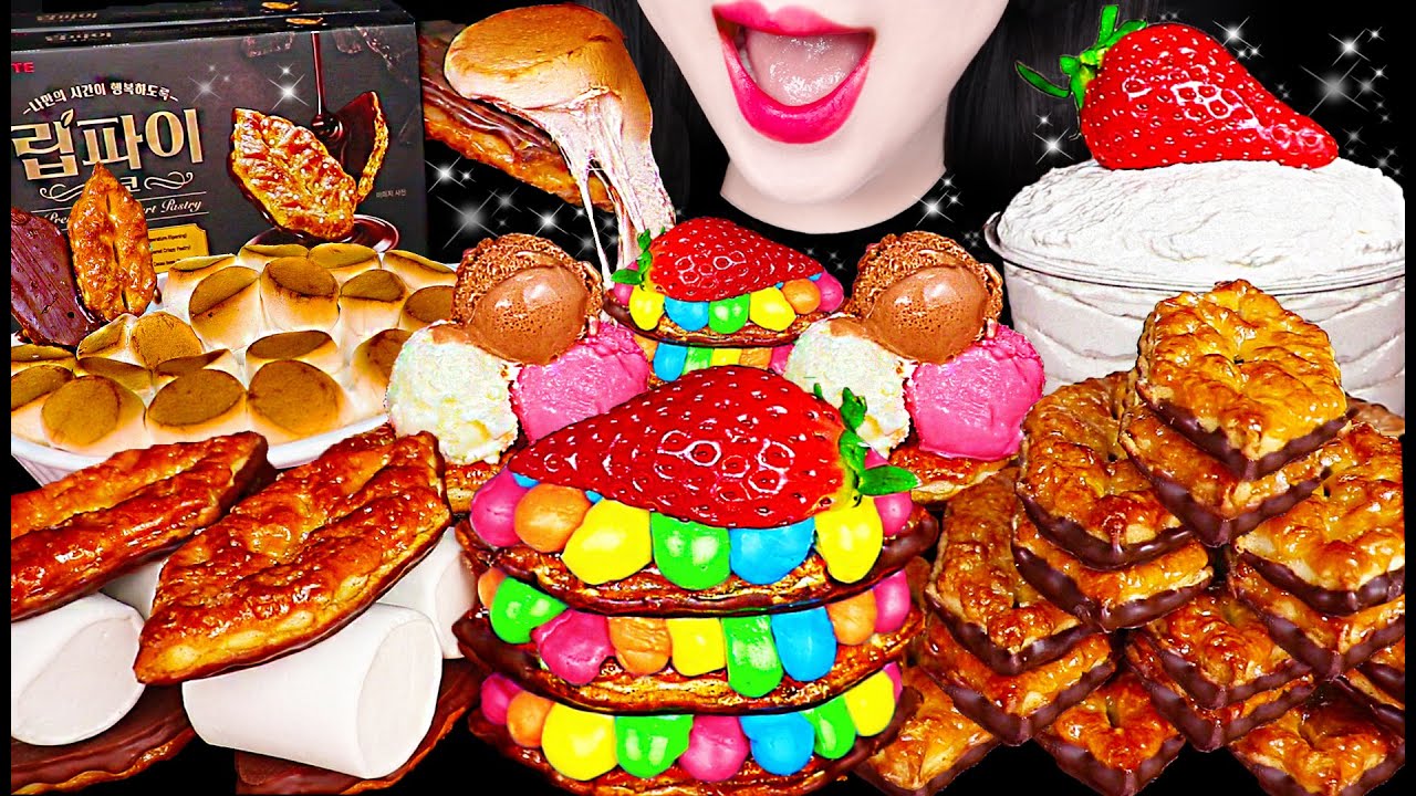 ASMR 롯데 립파이 초콜릿 디저트 Leafpie Chocolate Dessert 먹방 Mukbang, Eating
