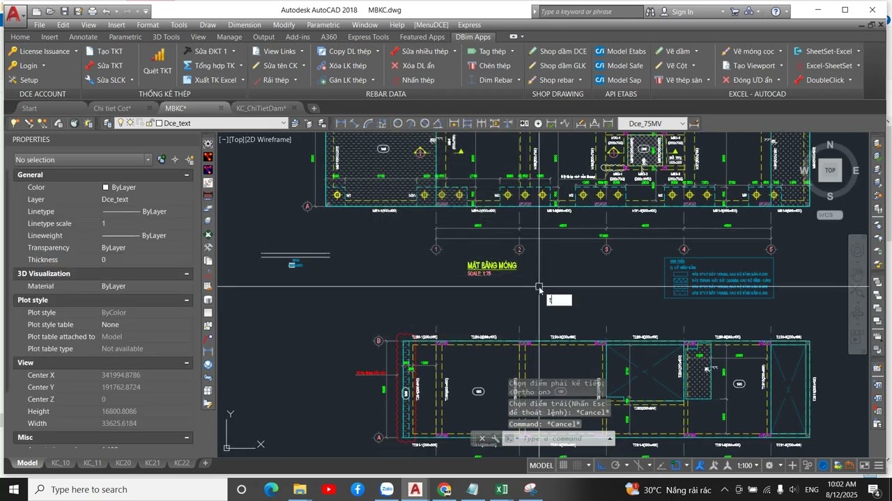 (THONGKE) Lệnh thống k&ecirc; cấu kiện_ Thongkecaukien_dce| DBim