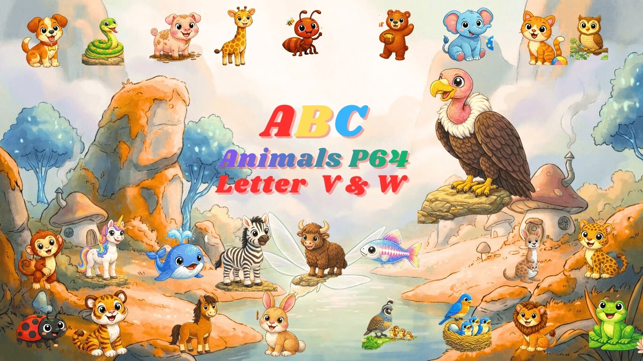 ABC Zoo Animals P65 Letter V & W Vulture & Whale | Nursery Rhyme for Kids | Kid TV 365