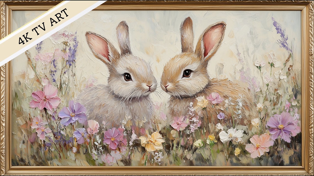 Vintage Spring Easter Bunnies- Easter Frame TV Art