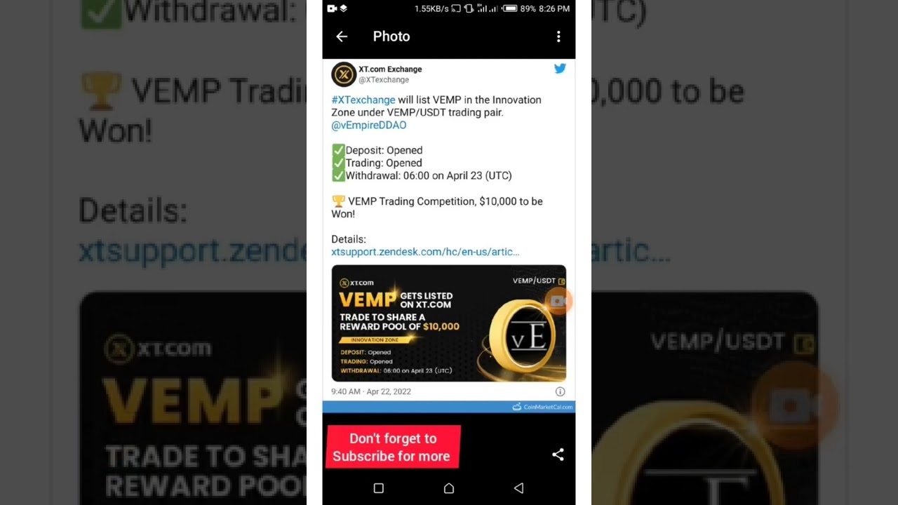 VEMP coin get listed on XT.COM/must watch