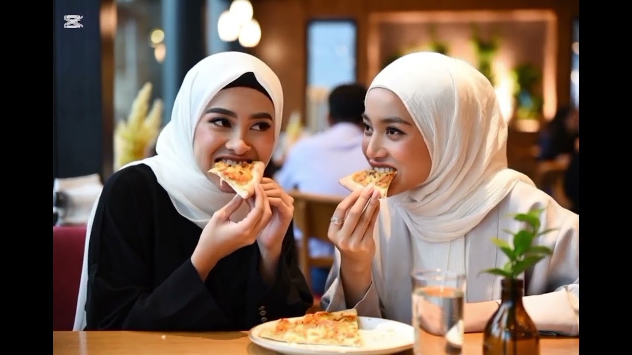 Amina or Faiza ki pizze pr larai 😋😂👍