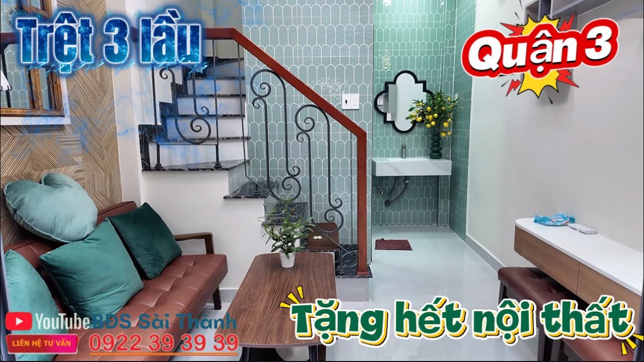 Quận 3 chỉ 3 tỷx Trệt 3 lầu tặng hết toàn bộ nội thất sau lưng mặt tiền NTMK#0822393939 #0922393939 