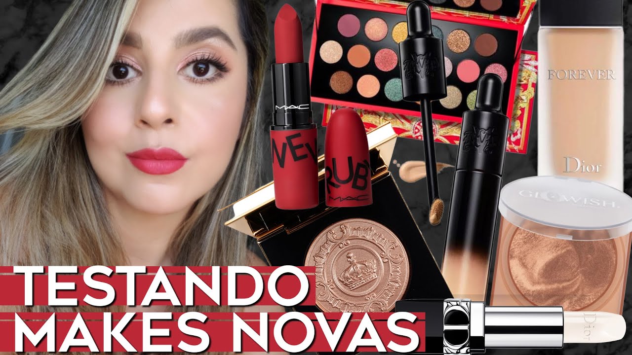 Testando comprinhas | base nova Dior Forever, corretivo Good Apple, MAC Ruby Woo, pó Bruna Malheiros
