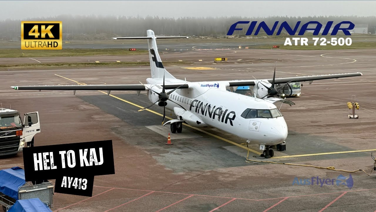 FINNAIR ATR 72-500 AY413 Economy Class - Helsinki to Kajaani, Day Trip To Visit Castle Ruins (4K)