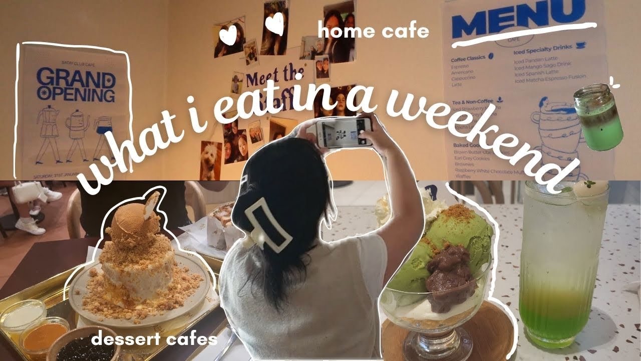 weekend vlog 🧸: hosting a home cafe, realistic what i eat in a day, work lunch, dessert cafes