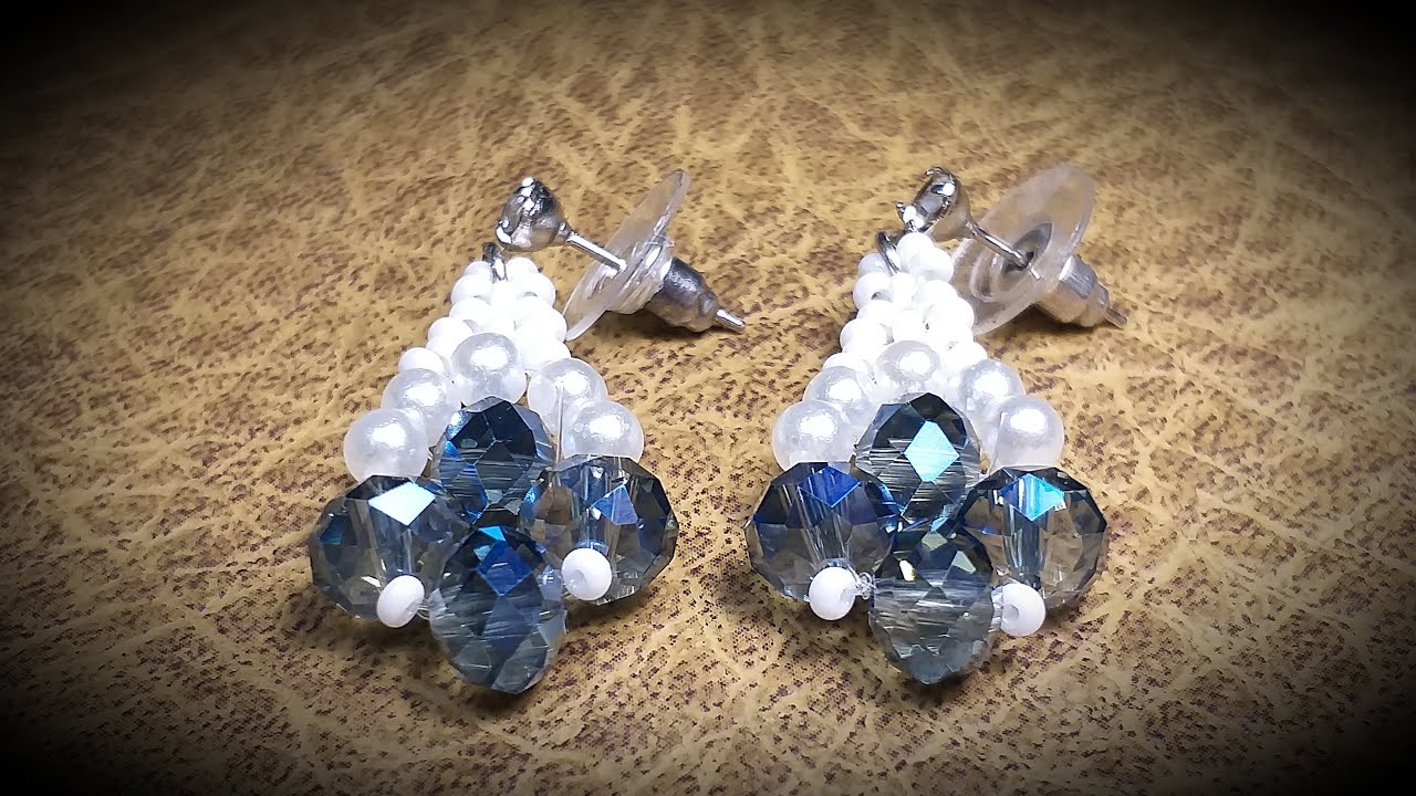 Bonitos Aros de Cristal y Perlas...Clase #377!!!