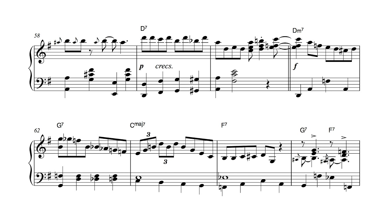 sunglow swing (solo jazz piano sheet music)
