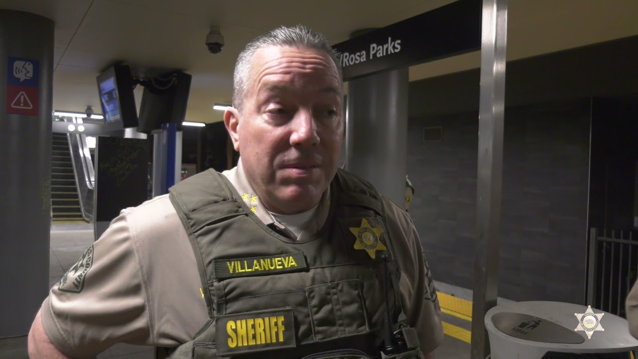 Sheriff Alex Villanueva visits Metro Gold and Blue Lines.