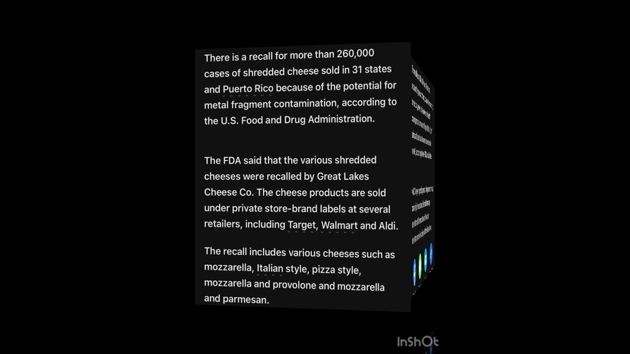 Shredded cheese recall (12/3/2025)