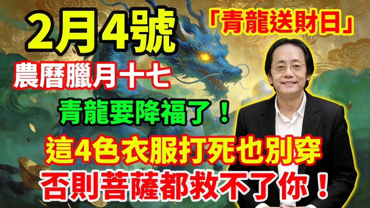 就在剛剛，青龍顯靈了！2月4號，農曆臘月十七，「青龍送財日」，青龍要降福了，這4色衣服打死也別穿，否則菩薩都救不了你！#佛學 #佛淨 #佛陀 #佛法 #佛教 #修行