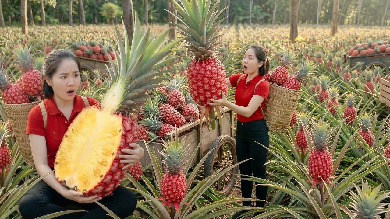 Harvesting 5000+Kg GIANT Pineapple Purple To Sell At The Market | Hana Market