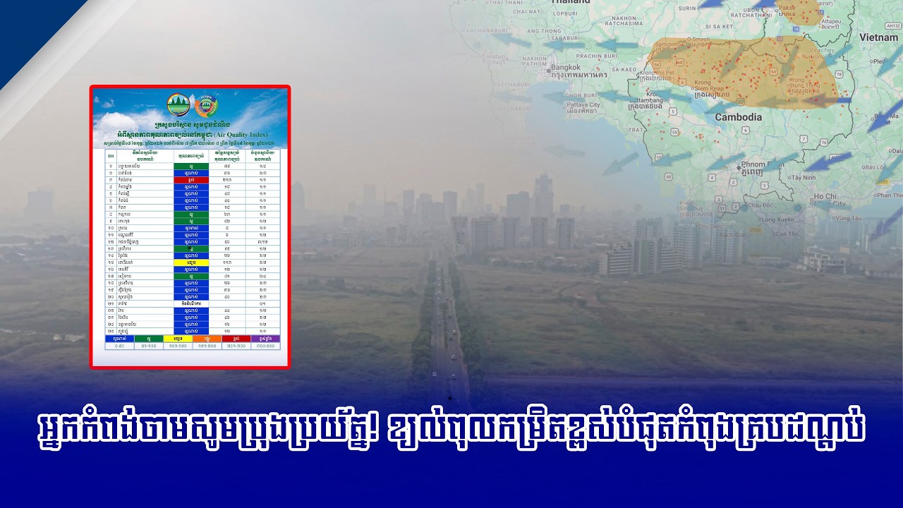 អ្នកកំពង់ចាមសូមប្រុងប្រយ័ត្ន! ខ្យល់ពុលកម្រិតខ្ពស់បំផុតកំពុងគ្របដណ្ដប់