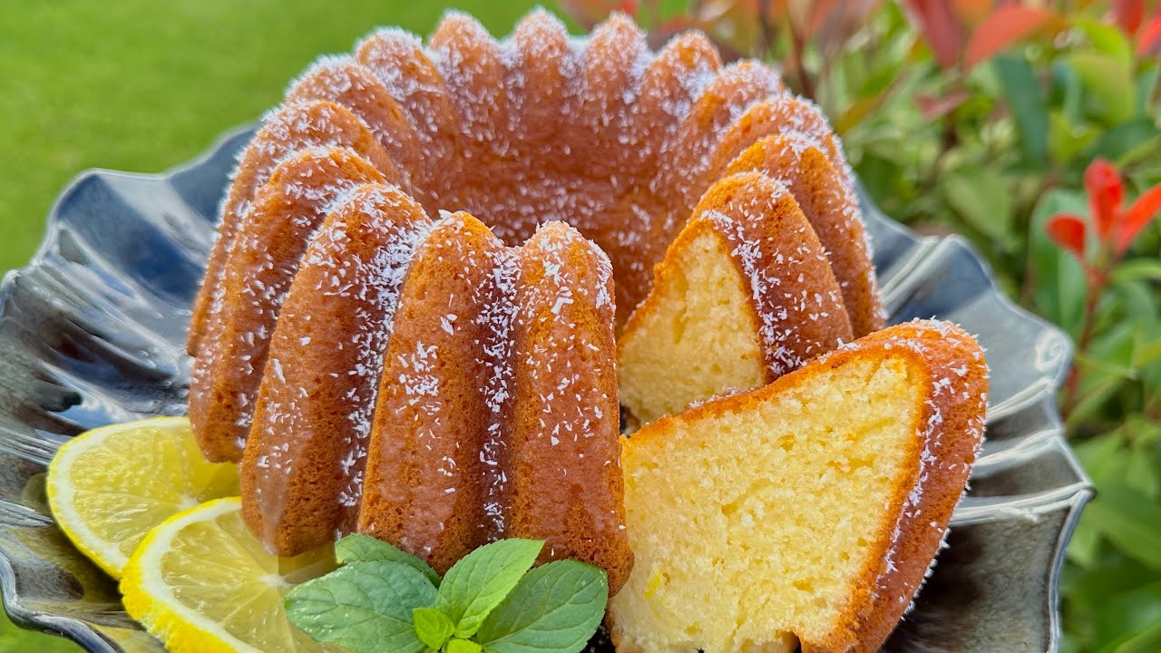 Лимонно-кокосовый торт с йогуртом без масла 🤩🍋