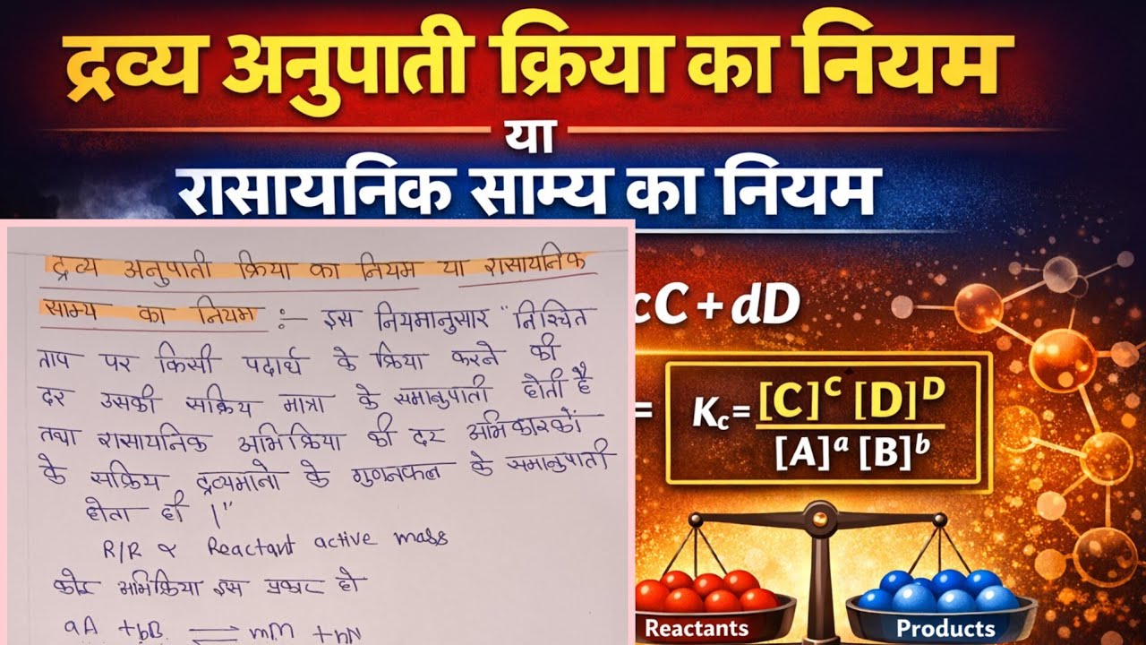 द्रव्य अनुपाती क्रिया का नियम या रासायनिक साम्य का नियम ( law of chemical equilibria)