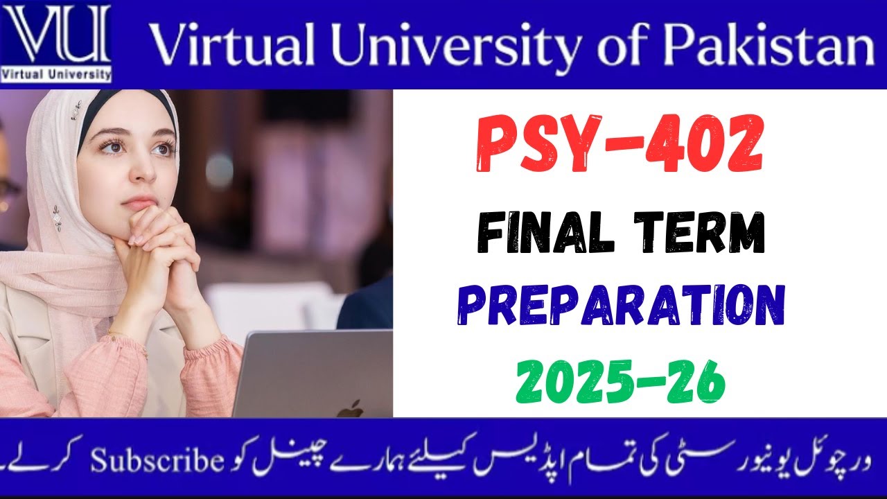 PSY 402 Final Term Important Mcqs 50+ | Final term Preparation 2025