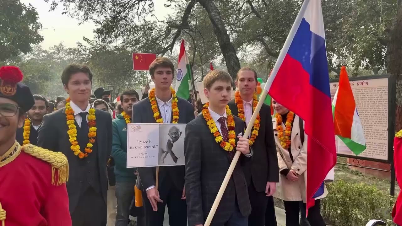 Russian students at the #G20 March for World Peace in NewDelhi
