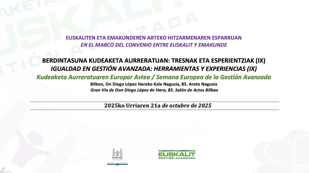 🔴 DIRECTO I    Igualdad en Gesti&oacute;n Avanzada: Herramientas y experiencias (IX - 2025)