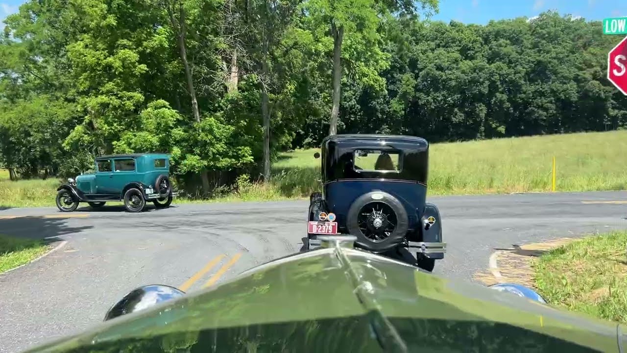Model A Fords on a drive.