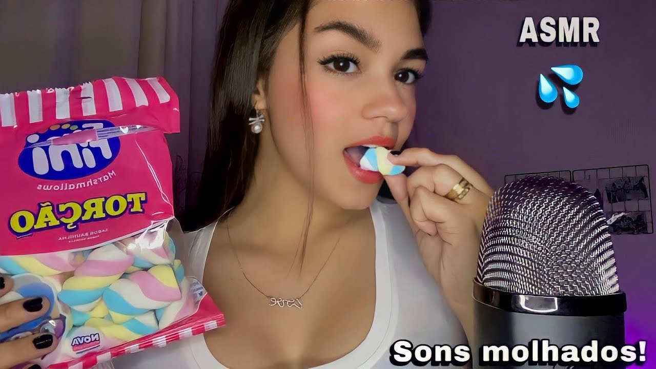 ASMR - Comendo MARSHMALLOW | Sons de mastigação | Sons molhados