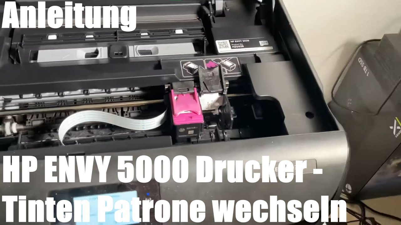 HP ENVY 5000er Drucker Tinten Patrone wechseln Farbpatrone ersetzen im Multifunktionsgerät Anleitung