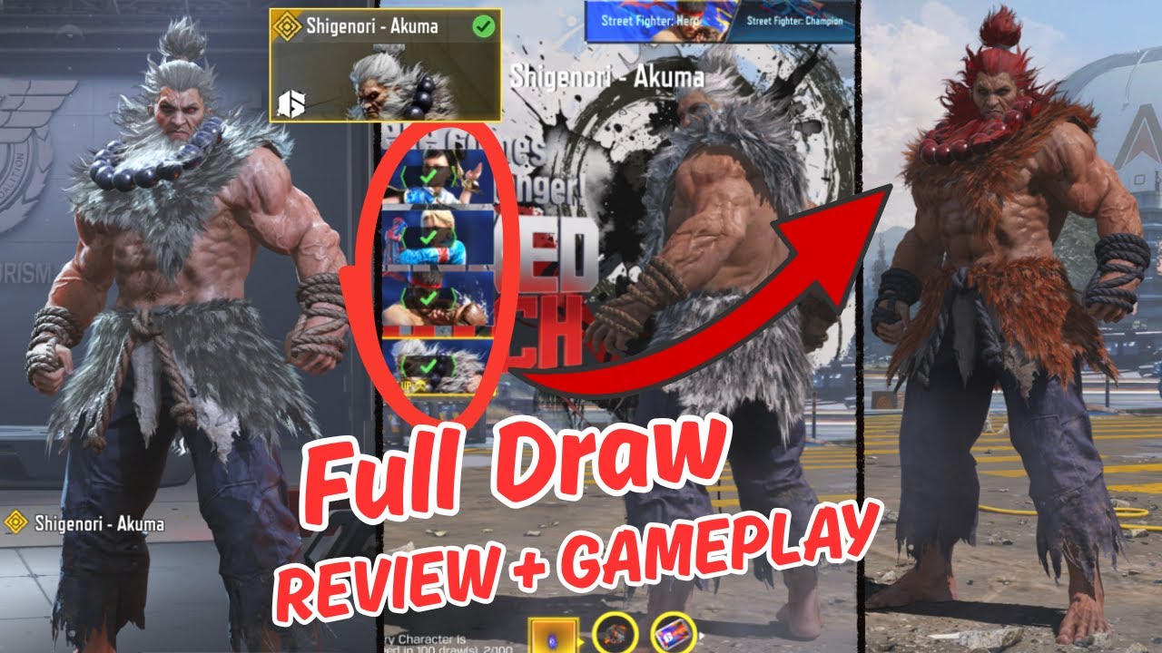 Legendary Shigenori - Akuma FULL DRAW + REVIEW + GAMEPLAY | Both Colors | STREET FIGHTER: HERO Draw