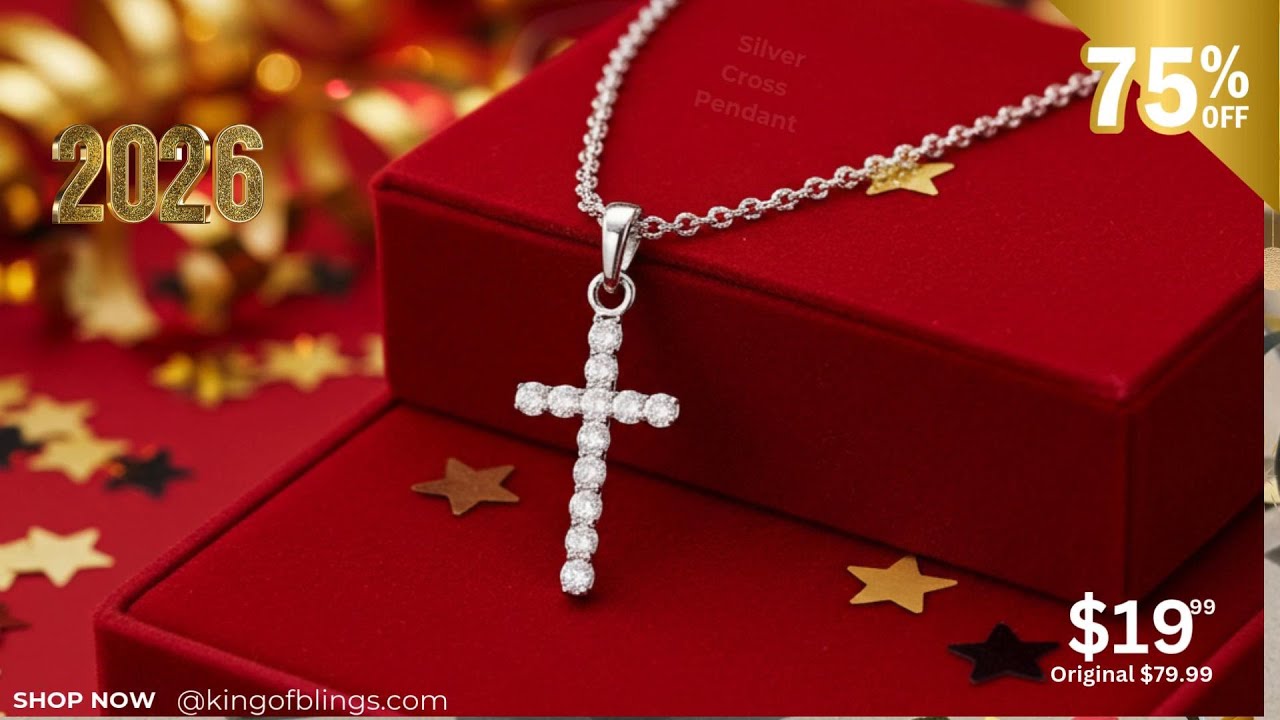 King of Blings White Beautiful CROSS Shape Sterling Silver Pendant 1.32ct Cubic Zirconia stone