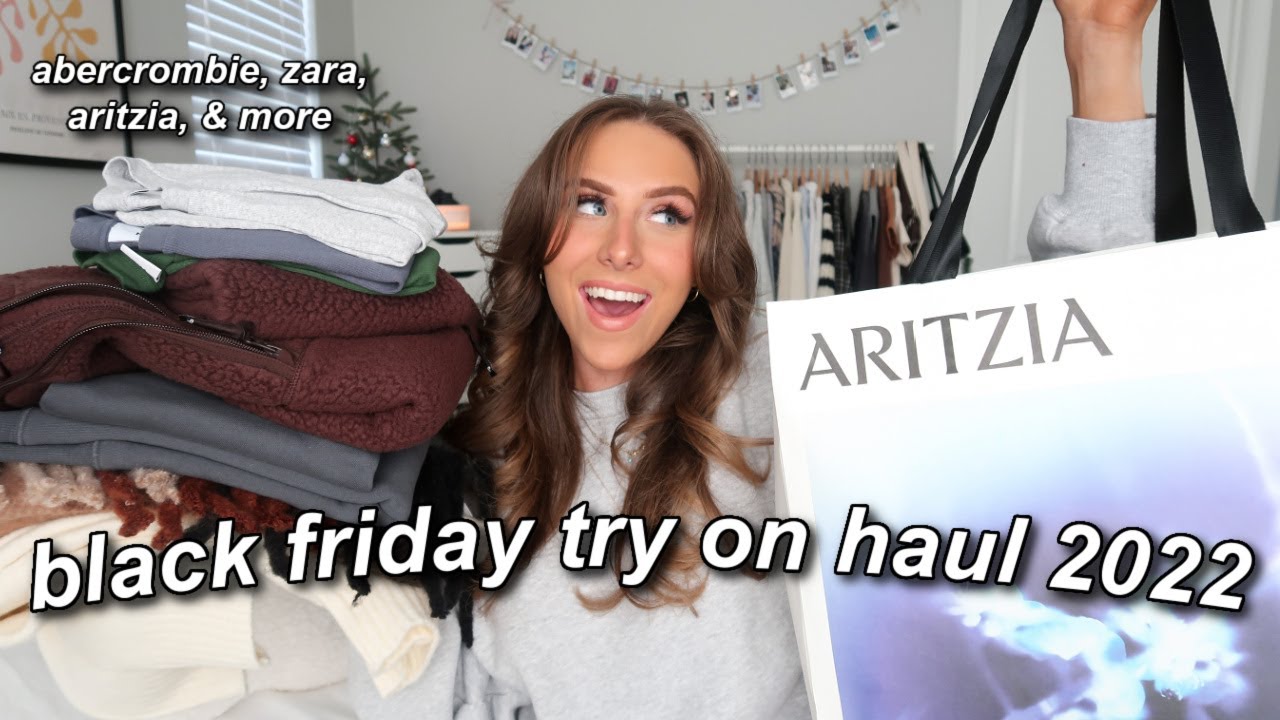 HUGE BLACK FRIDAY TRY ON CLOTHING HAUL 2022 (aritzia, abercrombie, zara, & more!) | winter trends!