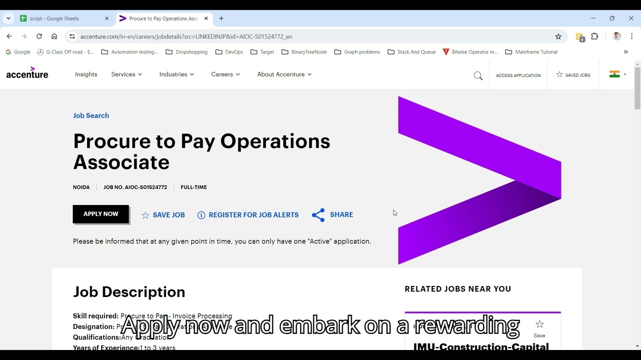 ACCENTURE OFF CAMPUS HIRING FOR PROCURE TO PAY OPERATIONS ASSOCIATE
