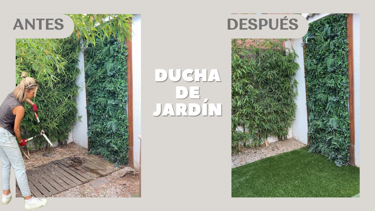 Como instalar césped artificial🪴🚿mejorar zona ducha de jardín | podar bambú #jardin #bricolaje #diy
