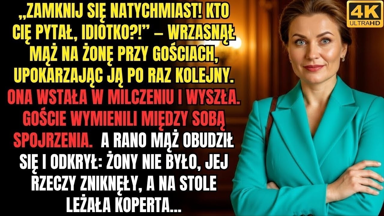 Mąż krzyczał na żonę przy gościach, ale rano koperta na stole wywróciła jego życie do góry nogami