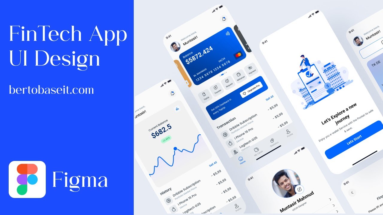 Fintech UI/UX Design tuitorial in Figma || Banking UI Design.