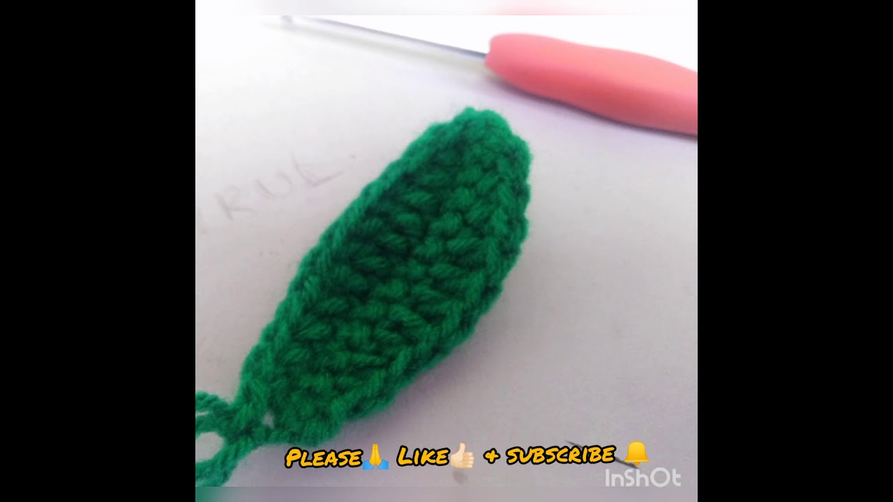 Mengait daun (cara mudah) / meranjut daun simple / how to crochet a leaf
